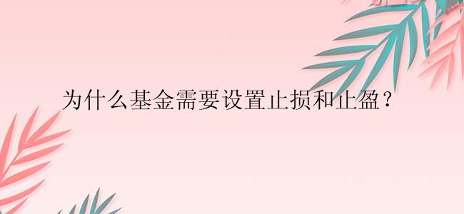 为什么基金需要设置止损和止盈？