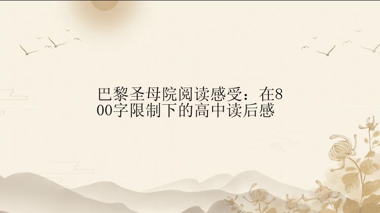 巴黎圣母院阅读感受：在800字限制下的高中读后感