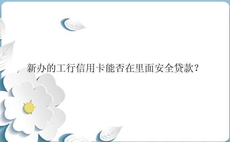 新办的工行信用卡能否在里面安全贷款？