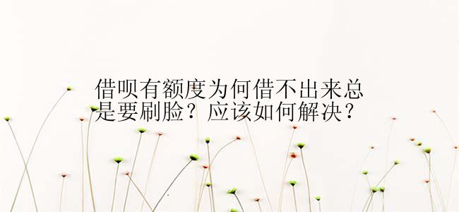 借呗有额度为何借不出来总是要刷脸？应该如何解决？