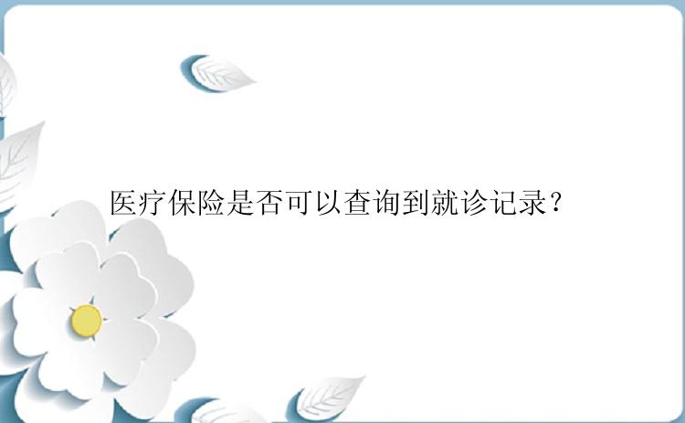 医疗保险是否可以查询到就诊记录？