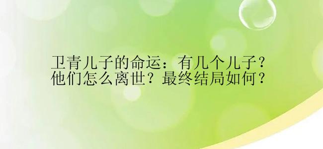 卫青儿子的命运：有几个儿子？他们怎么离世？最终结局如何？