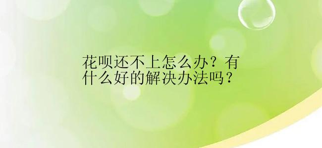 花呗还不上怎么办？有什么好的解决办法吗？