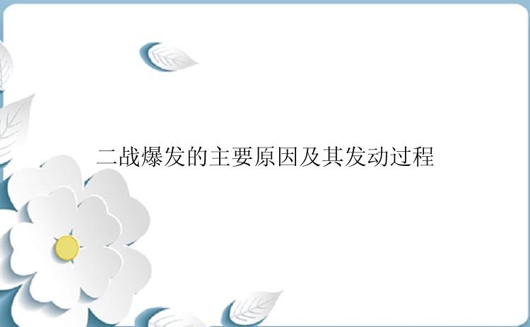 二战爆发的主要原因及其发动过程