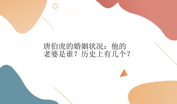 唐伯虎的婚姻状况：他的老婆是谁？历史上有几个？