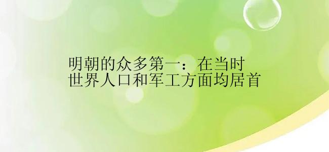 明朝的众多第一：在当时世界人口和军工方面均居首