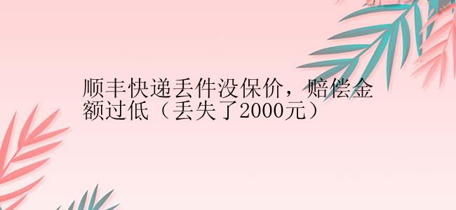 顺丰快递丢件没保价，赔偿金额过低（丢失了2000元）