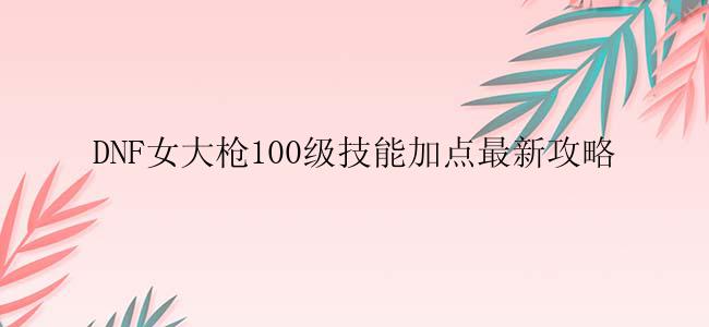 DNF女大枪100级技能加点最新攻略