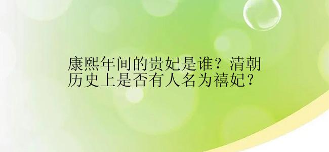 康熙年间的贵妃是谁？清朝历史上是否有人名为禧妃？