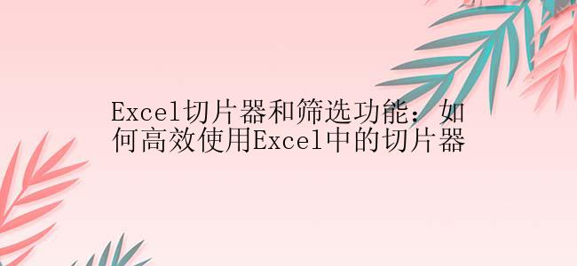 Excel切片器和筛选功能：如何高效使用Excel中的切片器