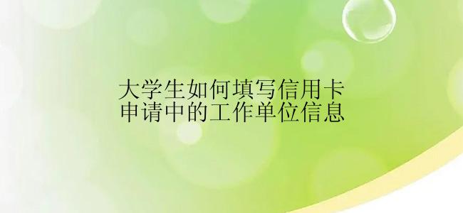 大学生如何填写信用卡申请中的工作单位信息