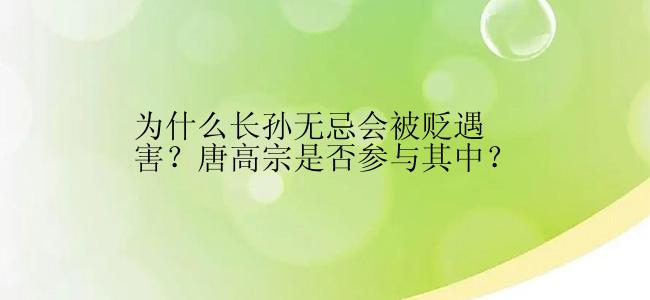 为什么长孙无忌会被贬遇害？唐高宗是否参与其中？