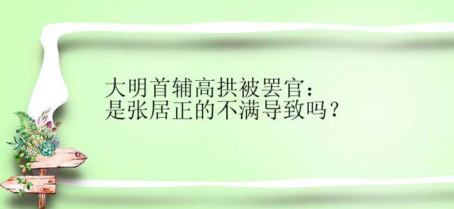 大明首辅高拱被罢官：是张居正的不满导致吗？