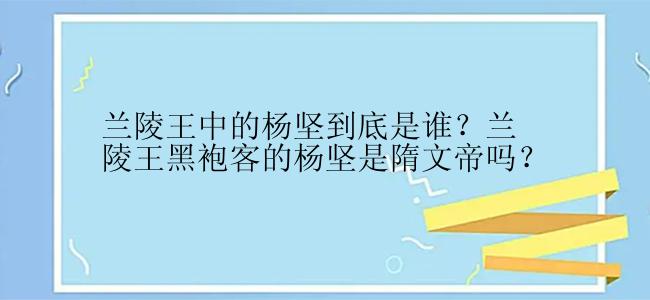 兰陵王中的杨坚到底是谁？兰陵王黑袍客的杨坚是隋文帝吗？