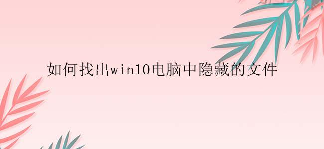 如何找出win10电脑中隐藏的文件