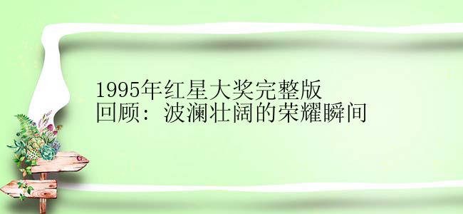 1995年红星大奖完整版回顾: 波澜壮阔的荣耀瞬间