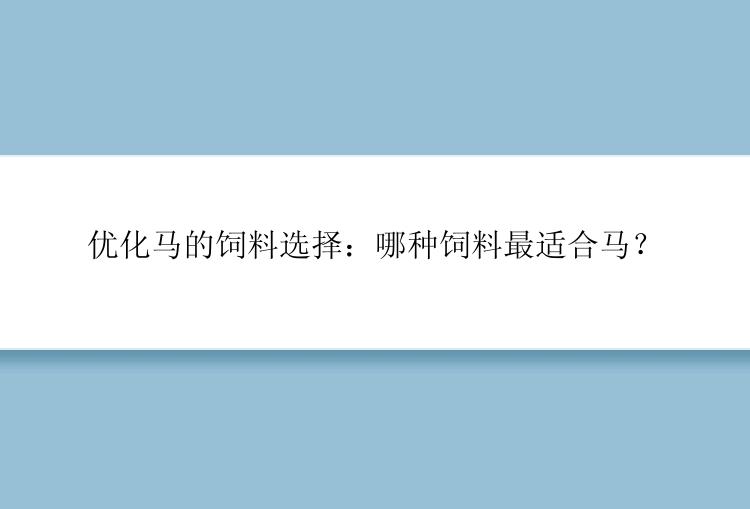 优化马的饲料选择：哪种饲料最适合马？