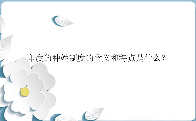 印度的种姓制度的含义和特点是什么？