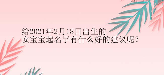 给2021年2月18日出生的女宝宝起名字有什么好的建议呢？