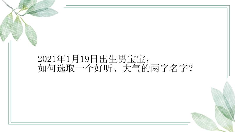 2021年1月19日出生男宝宝，如何选取一个好听、大气的两字名字？