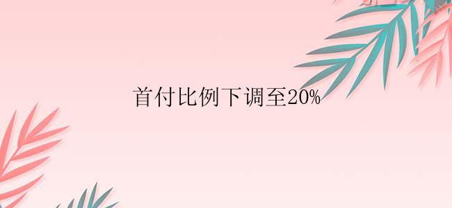 首付比例下调至20%