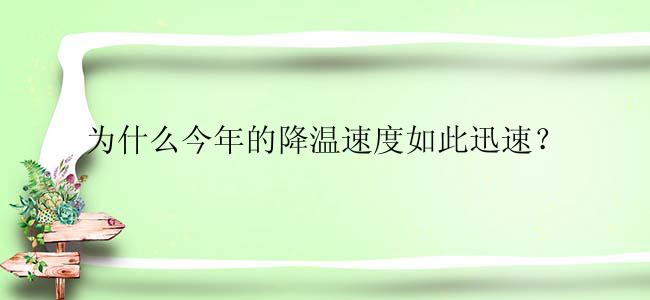 为什么今年的降温速度如此迅速？