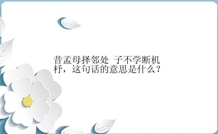 昔孟母择邻处 子不学断机杼，这句话的意思是什么？