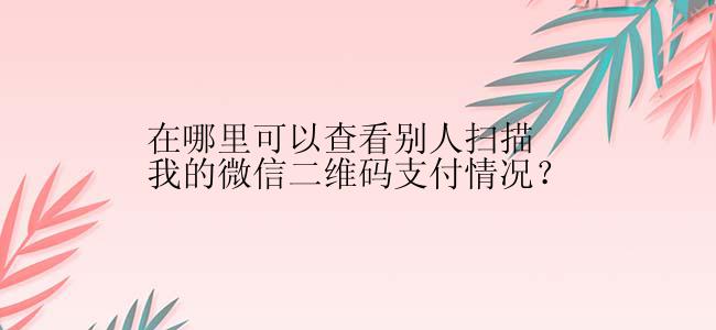 在哪里可以查看别人扫描我的微信二维码支付情况？