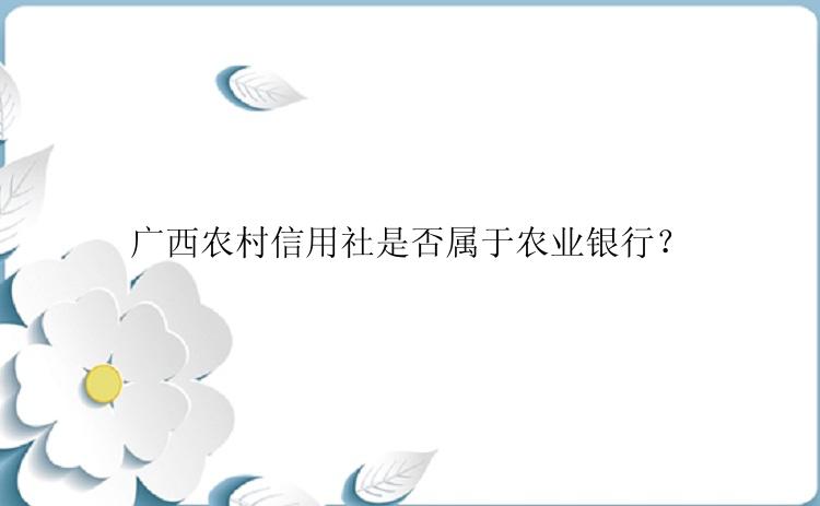 广西农村信用社是否属于农业银行？