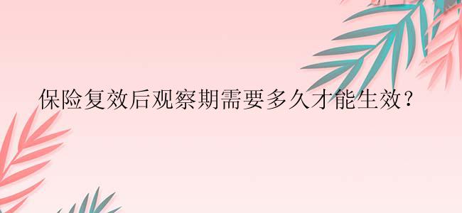 保险复效后观察期需要多久才能生效？