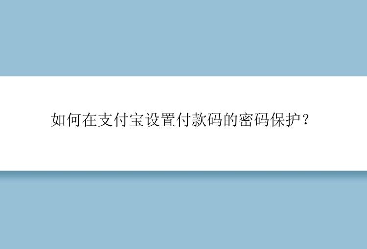 如何在支付宝设置付款码的密码保护？