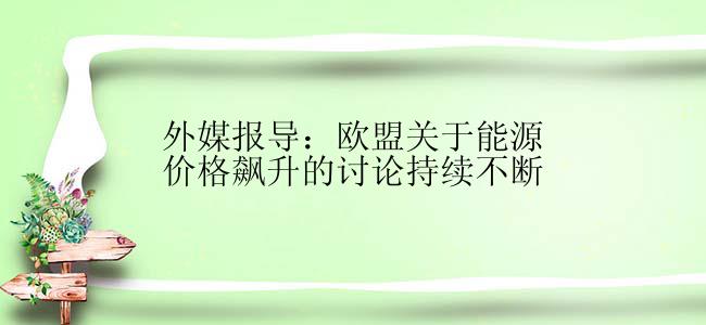 外媒报导：欧盟关于能源价格飙升的讨论持续不断