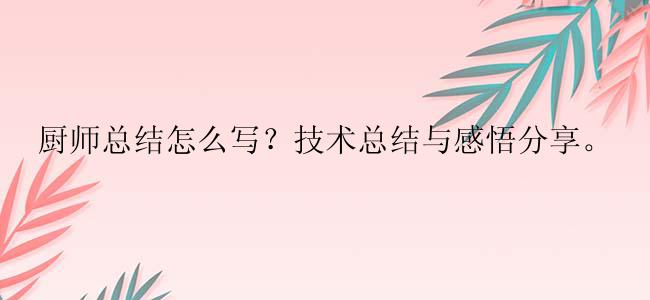 厨师总结怎么写？技术总结与感悟分享。