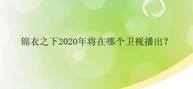 锦衣之下2020年将在哪个卫视播出？