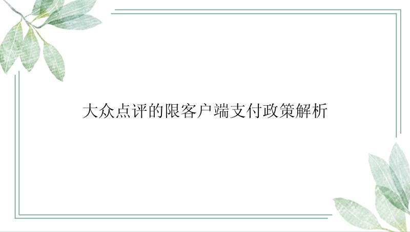 大众点评的限客户端支付政策解析