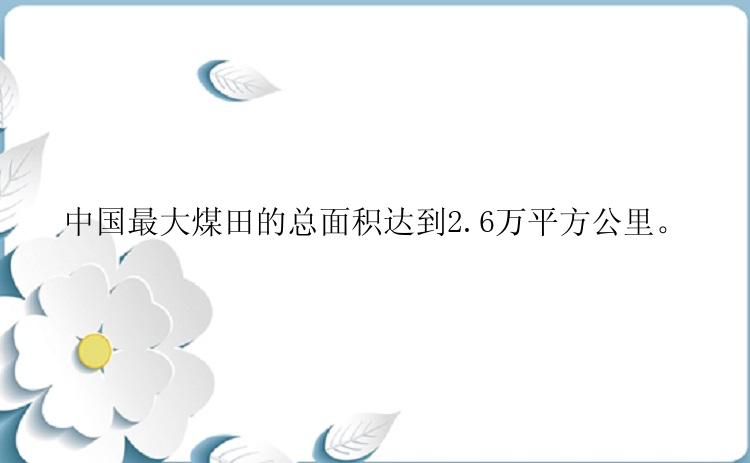 中国最大煤田的总面积达到2.6万平方公里。