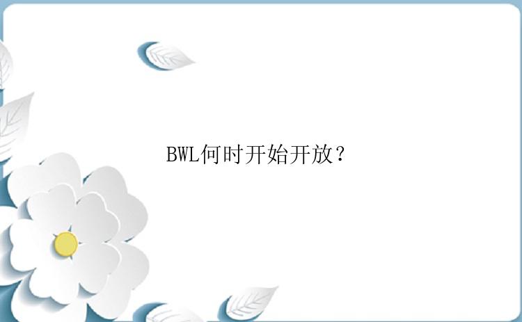 BWL何时开始开放？