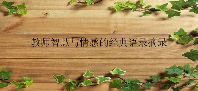 教师智慧与情感的经典语录摘录