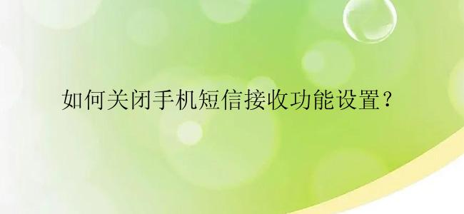 如何关闭手机短信接收功能设置？