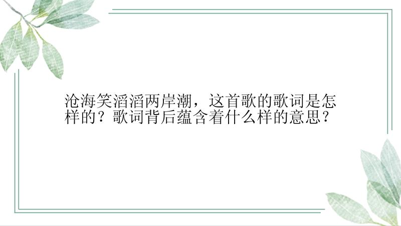 沧海笑滔滔两岸潮，这首歌的歌词是怎样的？歌词背后蕴含着什么样的意思？