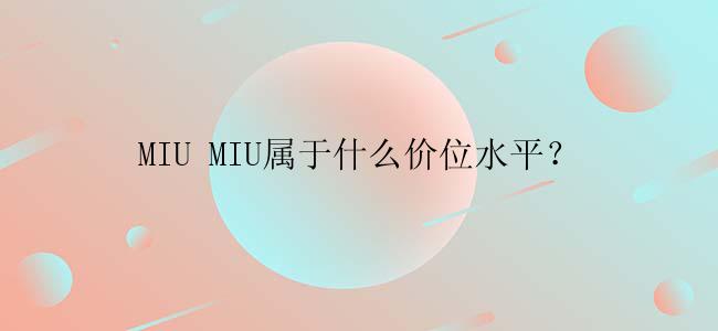 MIU MIU属于什么价位水平？