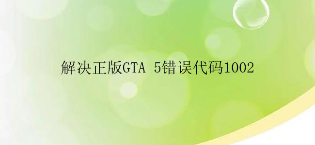 解决正版GTA 5错误代码1002