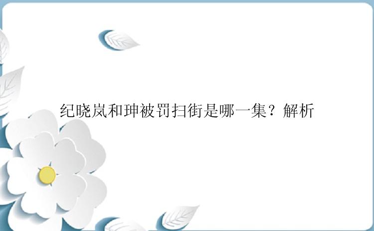 纪晓岚和珅被罚扫街是哪一集？解析