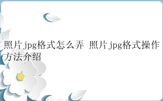 照片jpg格式怎么弄 照片jpg格式操作方法介绍