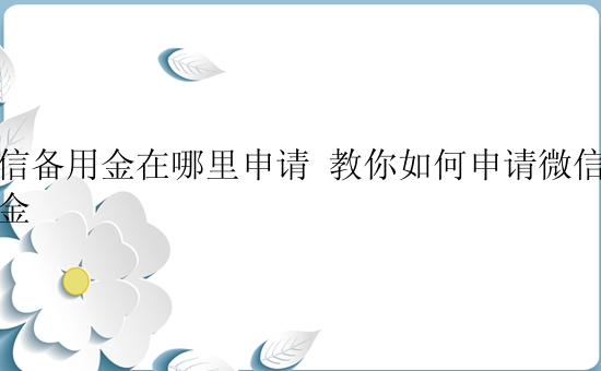 微信备用金在哪里申请 教你如何申请微信备用金