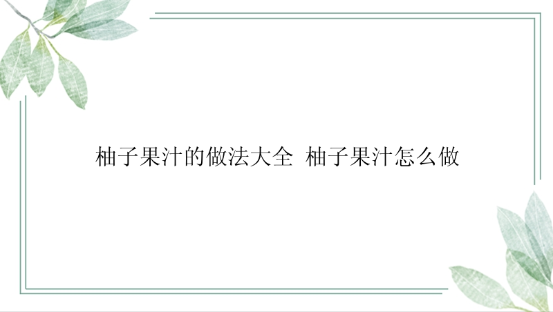 柚子果汁的做法大全 柚子果汁怎么做