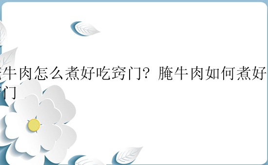 腌牛肉怎么煮好吃窍门? 腌牛肉如何煮好吃窍门