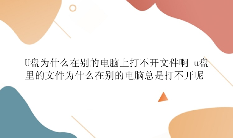 U盘为什么在别的电脑上打不开文件啊 u盘里的文件为什么在别的电脑总是打不开呢