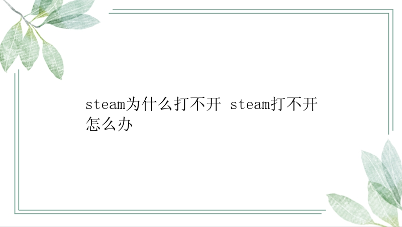 steam为什么打不开 steam打不开怎么办