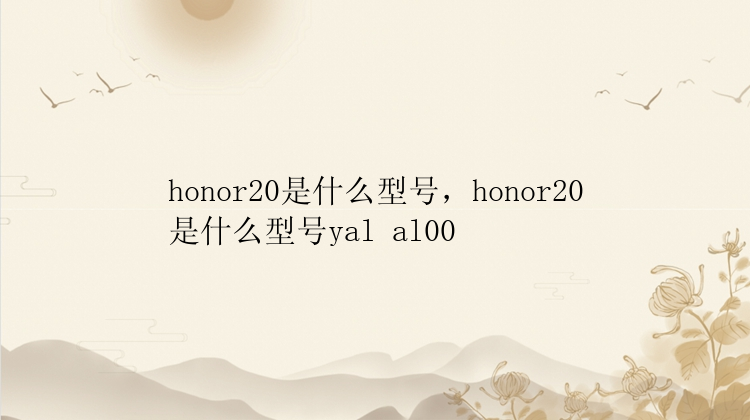honor20是什么型号，honor20是什么型号yal al00